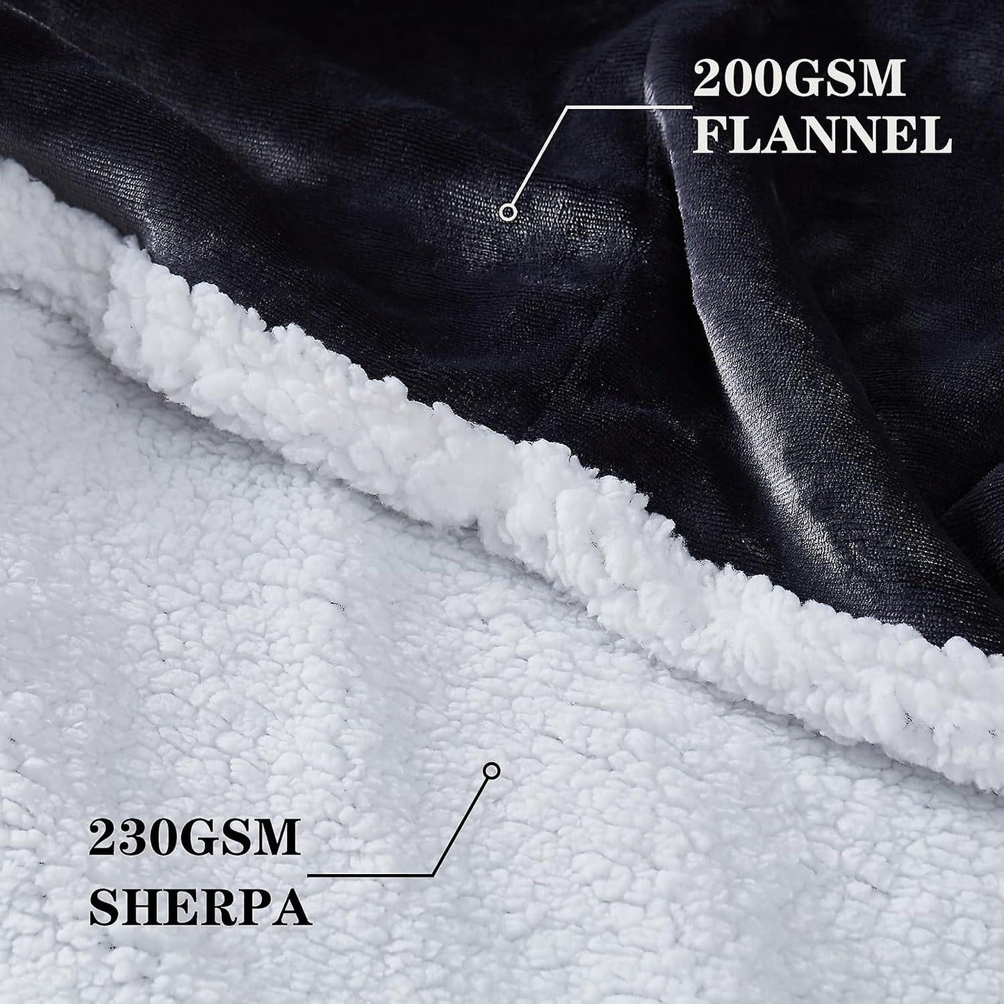 Close-up of Baby Geometrics high-contrast sherpa baby blanket blanket, showcasing ultra-soft, textured fabric on one side and bold black-and-white patterns on the other, designed for warmth and visual engagement.